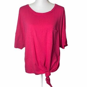 Sanctuary Oversized Pink T-Shirt Tie Front Size La